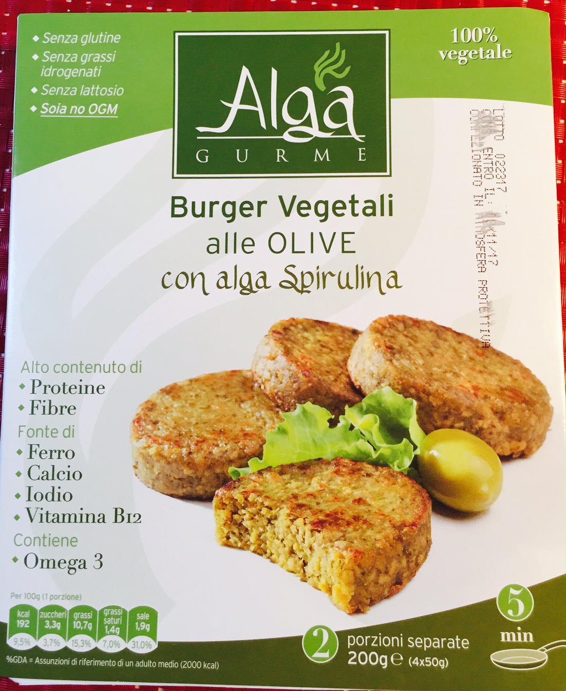 Burger vegetali alle olive Alga Gourmet - lattosio 0% Image