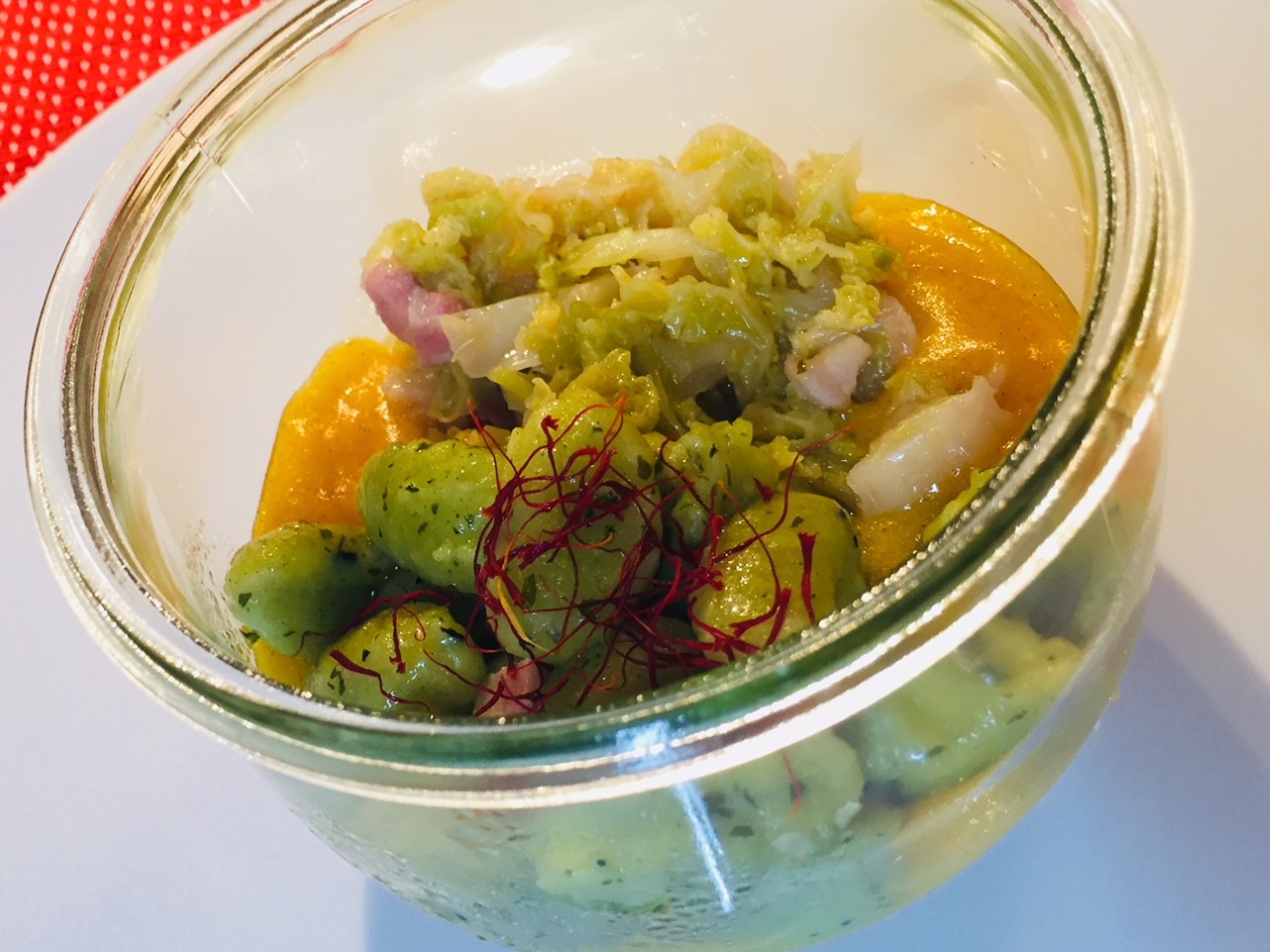 fonduta cachi e zafferano e gnocchi agli spinaci1