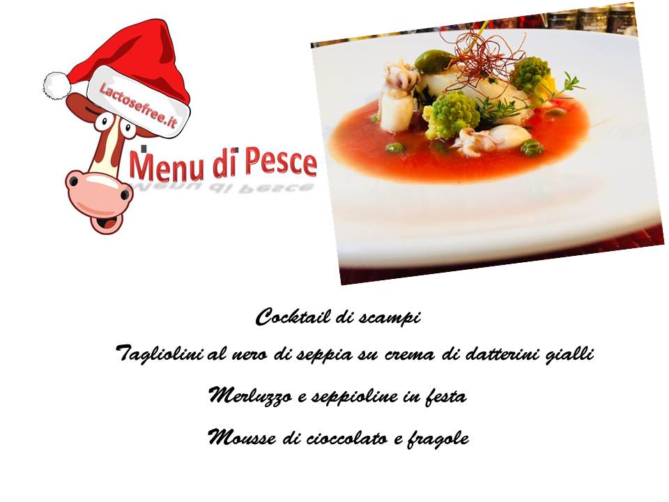 Menu di Natale senza lattosio a base di pesce