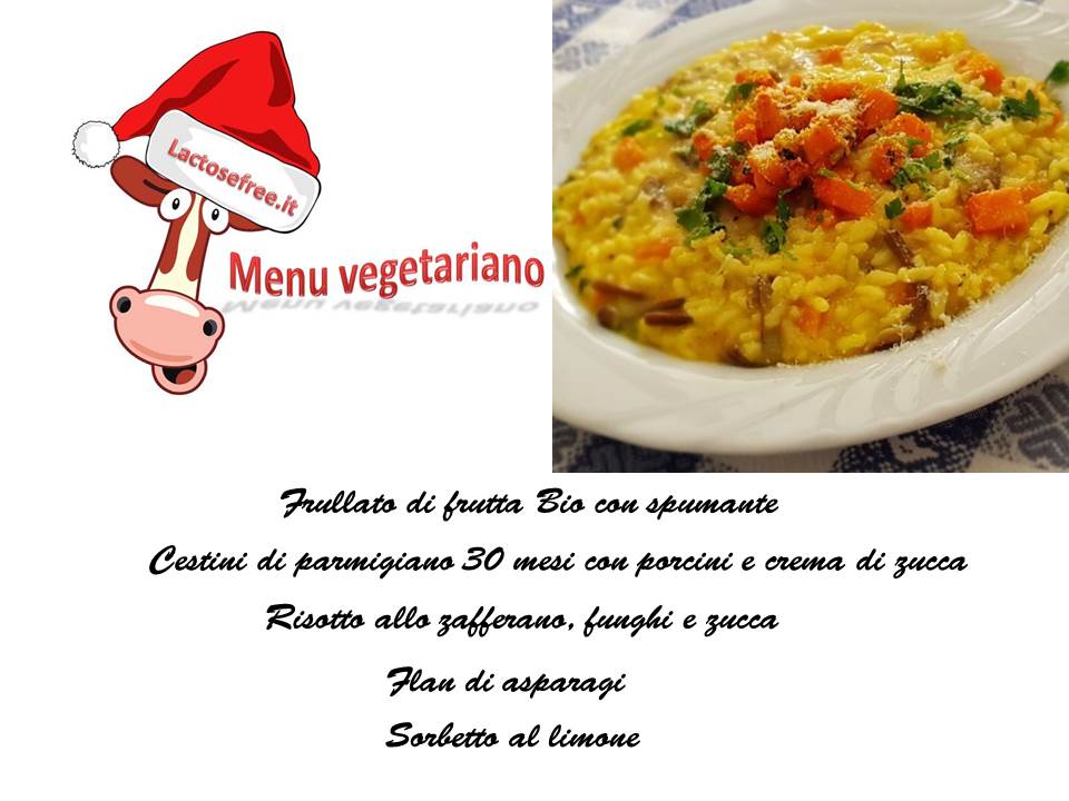 Menu di Natale senza lattosio vegetariano