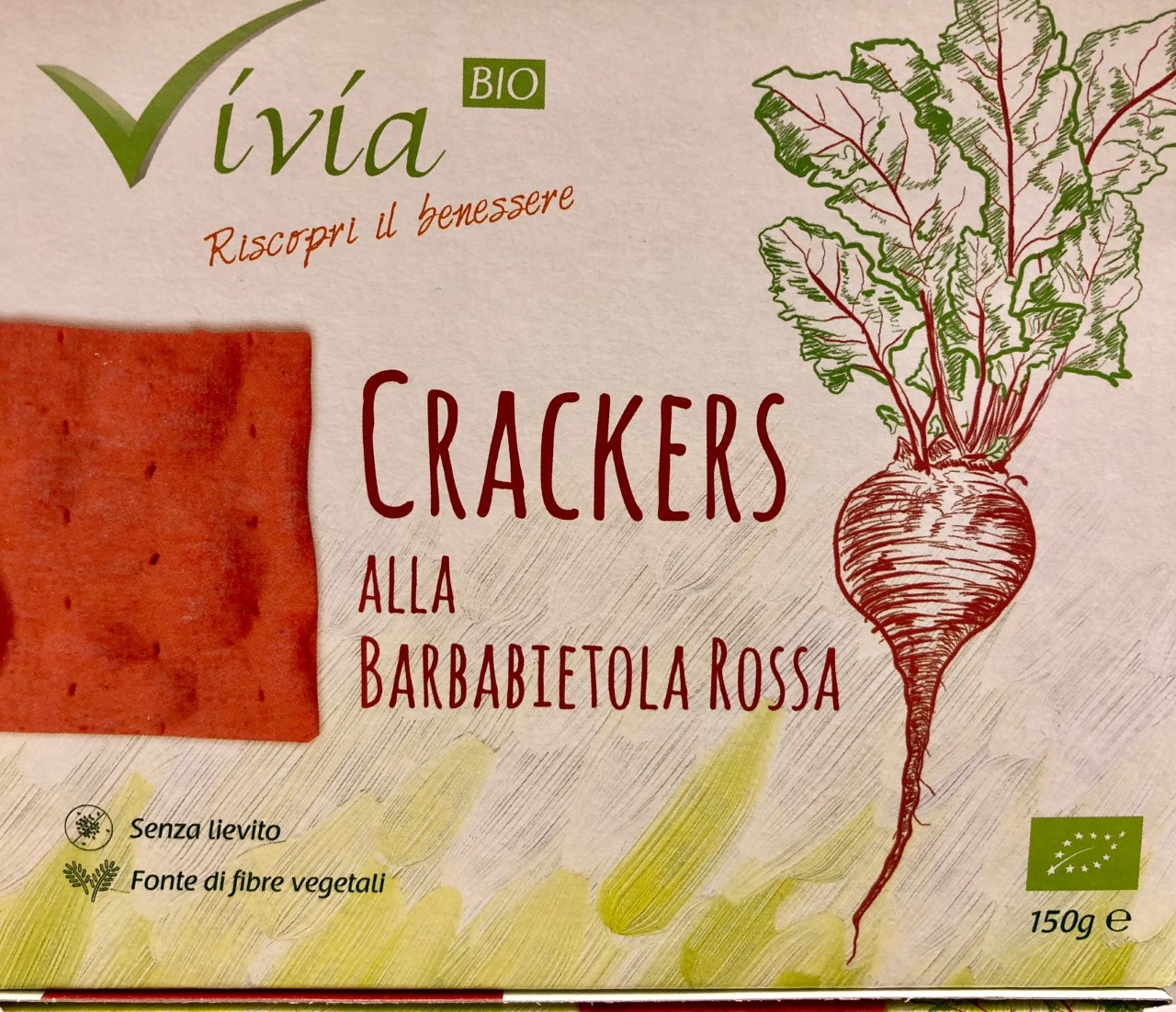 Crackers alla barbabietola Vivia Bio - lattosio 0% Image