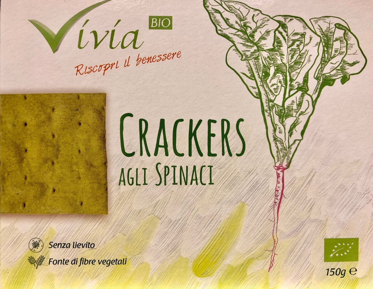 crackers agli spinaci Vivia Bio - lattosio 0% Image